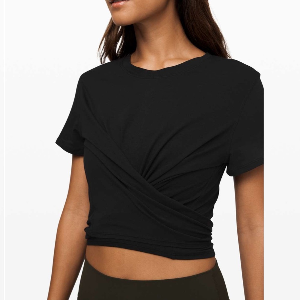 lululemon time to restore short sleeve shirt black size 6